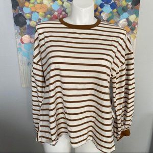 EASEL Brown & White Striped L/S Tee NWOT